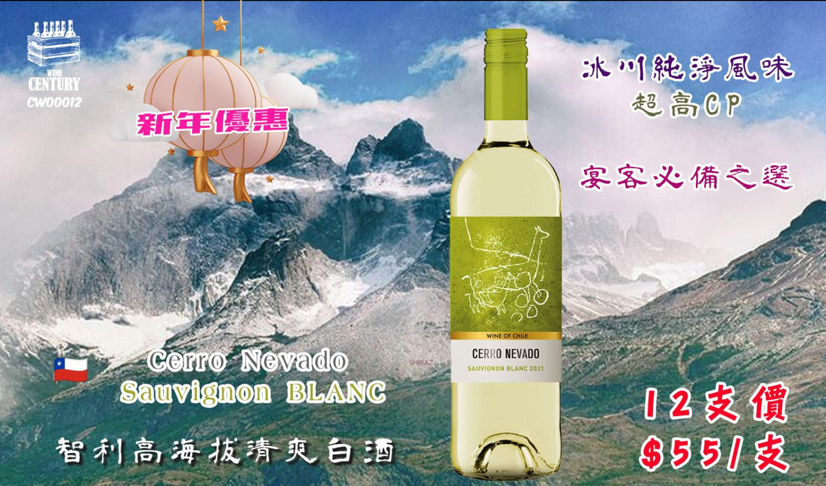 12支優惠價 【✨智利高海拔清爽白酒 ✦ Cerro Nevado Sauvignon Blanc🍸】 【✨冰川純淨風味 ✦ 超高 CP 值 ✦ 宴客必備之選😋】