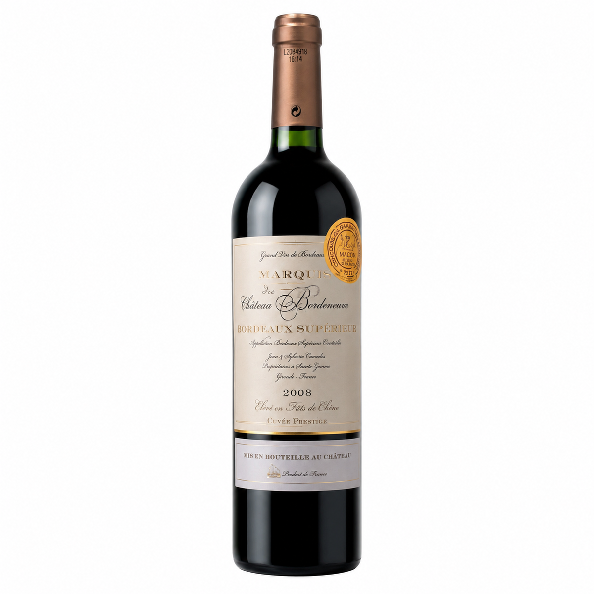 Marquis du Château Bordeneuve AOC Bordeaux Supérieur 2008